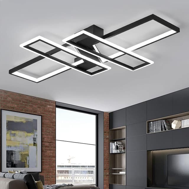 Detalle de EIDISUNY 94W Dimmable Rectangle LED Ceiling Light with Remote (Black)
