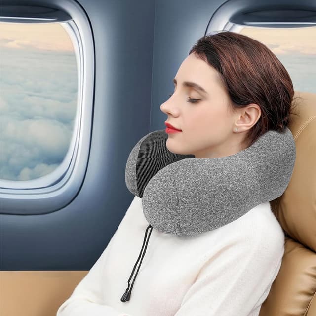 Thumbnail 6 de DAWNTREES 2-Pack Memory Foam Neck Pillows for Travel (Compact, Adjustable Rope Lock)