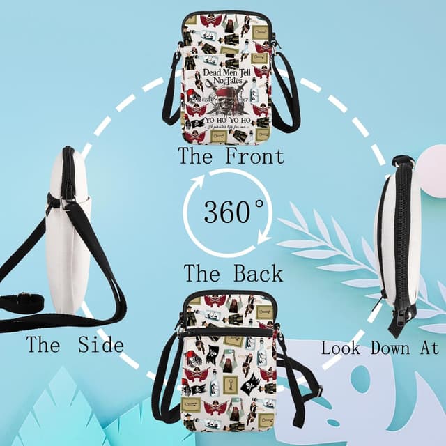 Detalle de LEVLO Jack Sparrow crossbody bag (Angelica & Jack fans gift) – canvas pirate shoulder bag