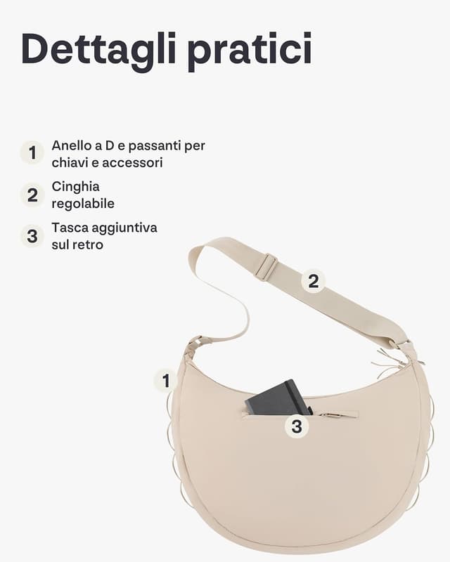 Thumbnail 5 de Johnny Urban Kaia XL Borsa a Tracolla a Mezzaluna in Nylon Puffer Beige (Half Moon)