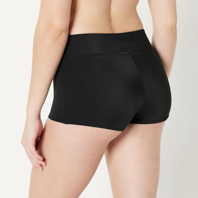 Detalle de Amazon Essentials women’s boy short swim bikini bottom (high rise, full rear coverage)