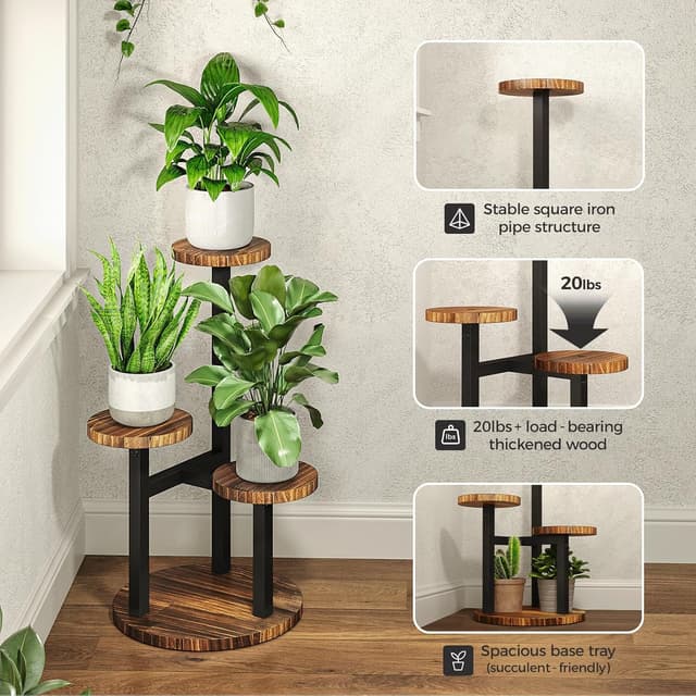 Detalle 2 de 3 tier corner plant stand for indoor plants
