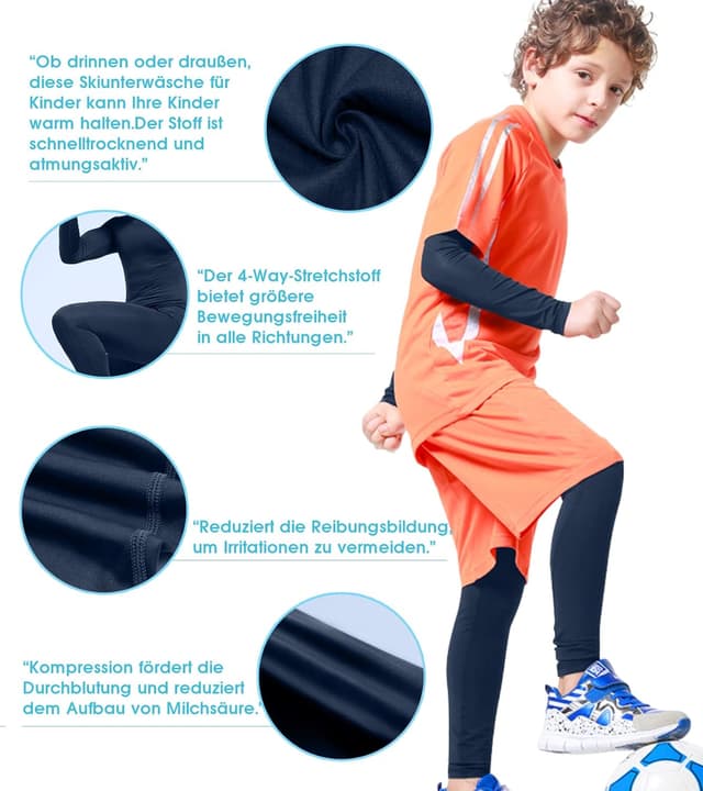 Detalle de HOPLYNN Thermal-Set Kinder Funktionsunterwäsche für Ski & Outdoor
