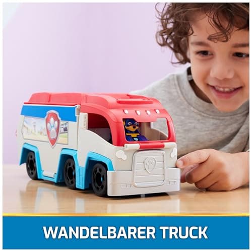 Detalle 2 de Paw Patrol Pup Squad Paw Patroller transformable con figura de Chase y vehículo de carreras (pack, +3 años)