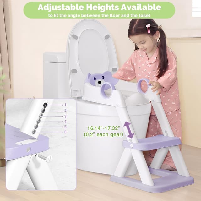 Detalle 1 de COOSEYA 2-in-1 Toilet Seat Potty Training Seat with Adjustable Step Stool (Purple)