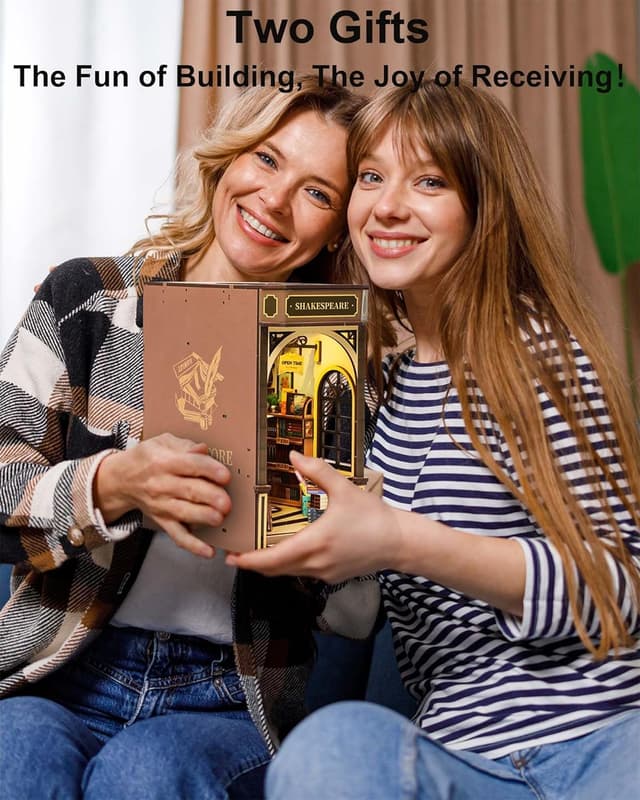 Detalle 2 de Rolife Book Nook Kit Buchstützen DIY – Miniatur-3D-Buchhandlung als Modellbau und Deko