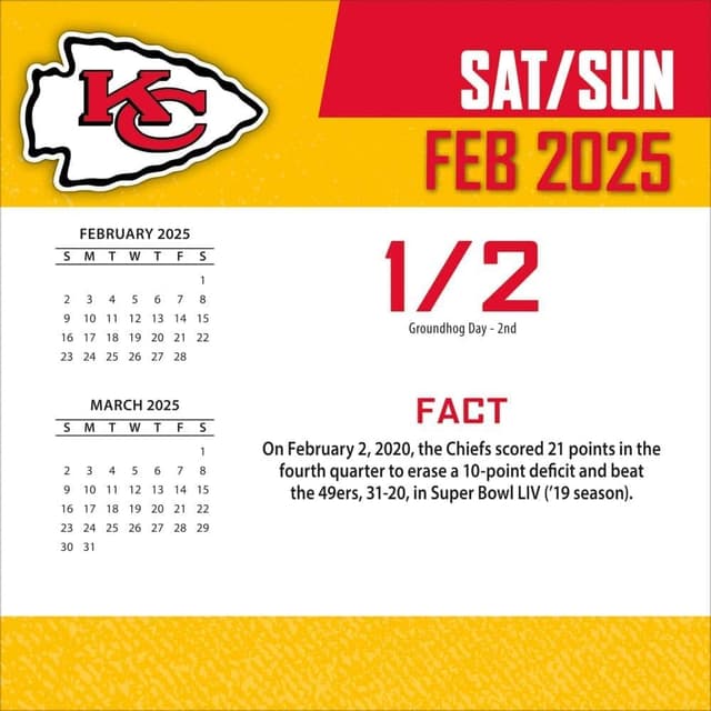 Detalle 2 de TURNER LICENSING Kansas City Chiefs 2025 Box Calendar (Turner Sports)