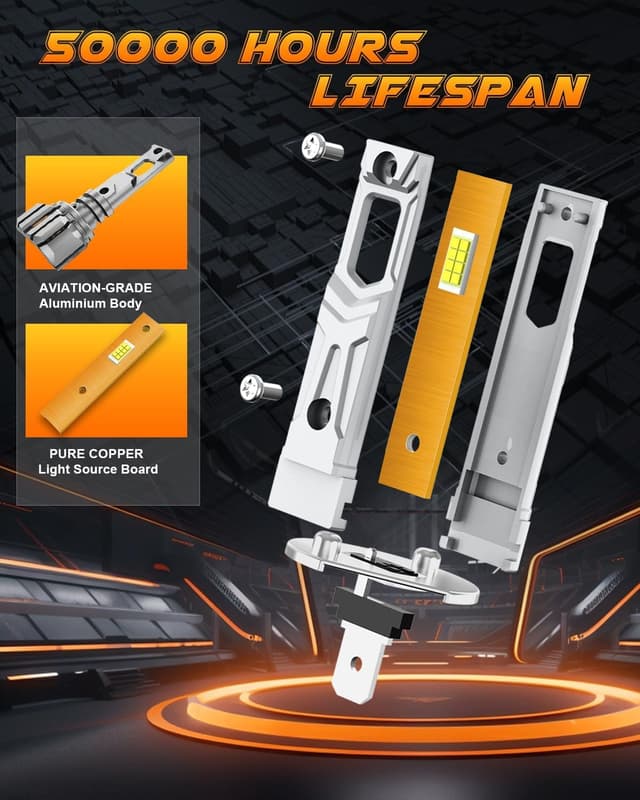 Detalle de AUXIRACER Lampadine LED H1 12V, 30.000LM (confezione da 2) 6500K Plug & Play