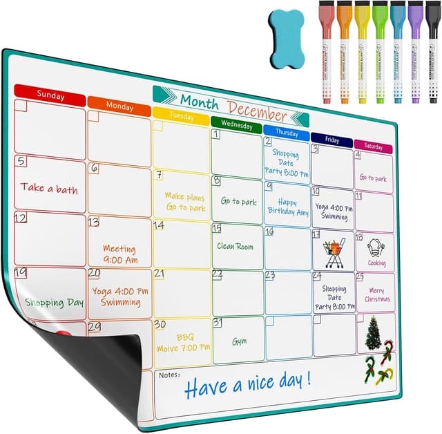 Detalle de KTRIO A3 Magnetic Monthly Planner Whiteboard for Fridge Calendar & Chore Charts
