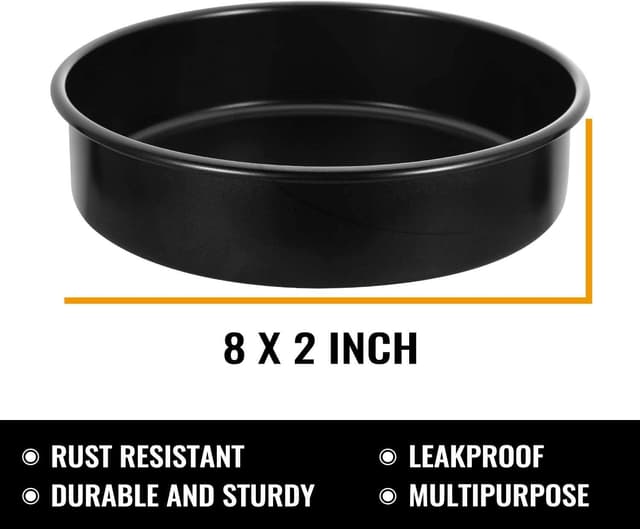 Detalle 2 de HIWARE 8-Inch Round Cake Pan Set of 3 with Nonstick Coating and 90 Precut Parchment Papers