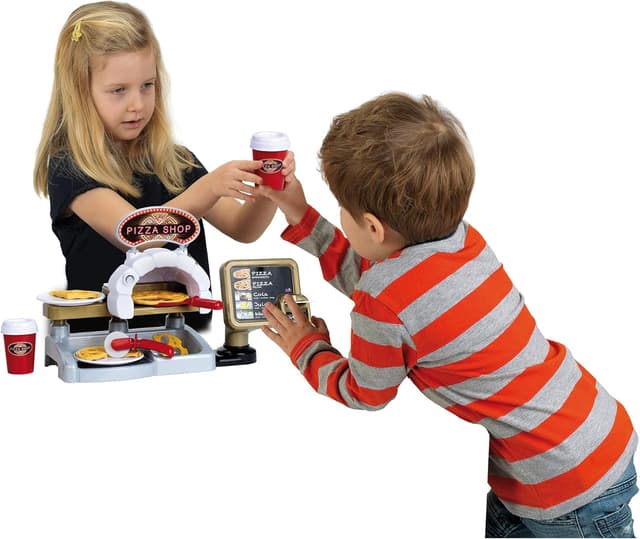 Detalle de Theo Klein Pizza Shop 7309 : terminal de paiement sonore et accessoires pour jouer à la pizzéria