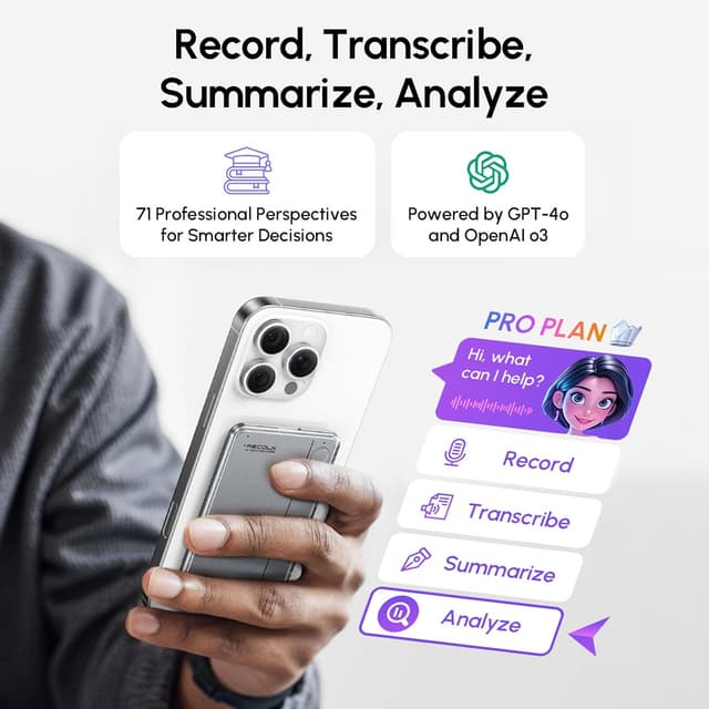 Detalle de AI voice recorder for meetings, 64GB