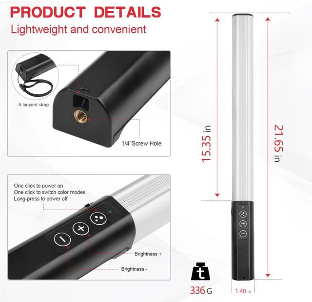 Detalle de Hagibis RGB Video Light Wand 1000 lumens