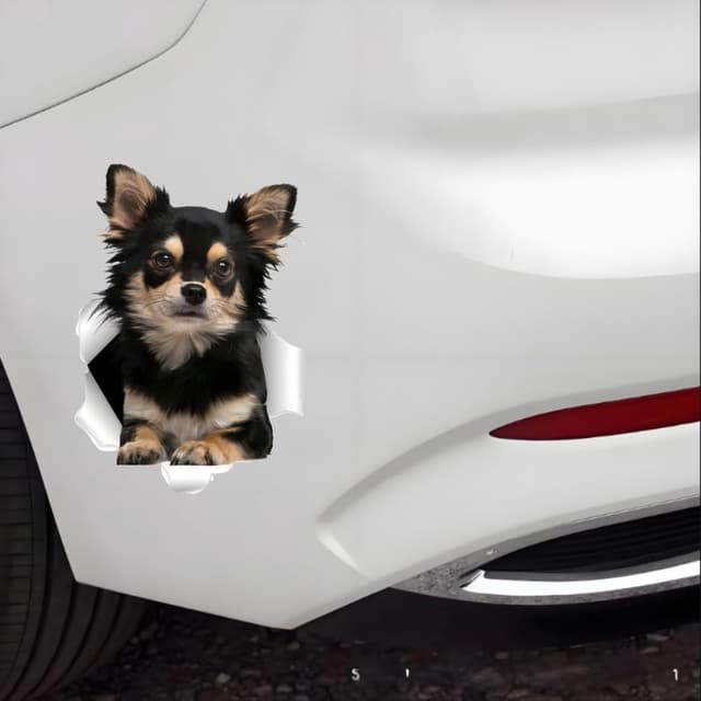 Thumbnail 4 de Chihuahua Auto-Aufkleber 22 cm 3D Durchbruch-Effekt