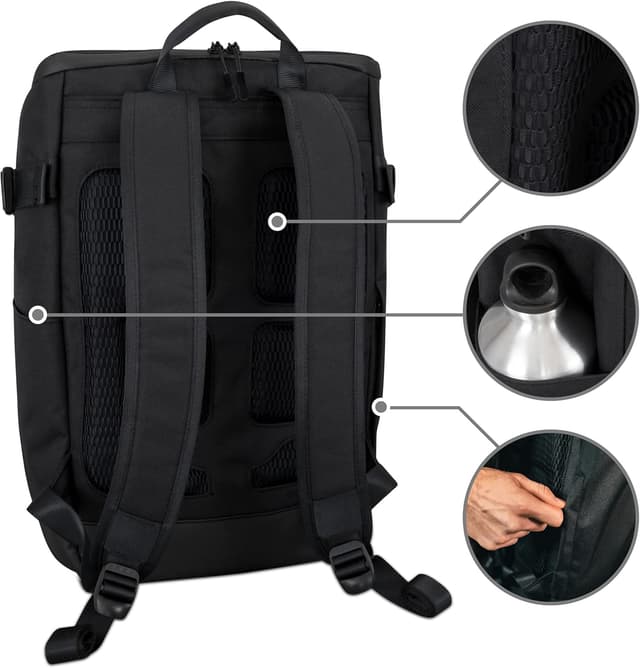 Detalle 2 de Johnny Urban sac à dos Luca noir (femme & homme) avec tissu imperméable et compartiment ordinateur 15,6 pouces