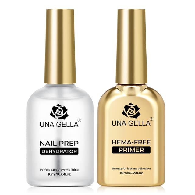 Detalle de UNA GELLA Nail Primer & Nail Prep Dehydrator Set (10 ml) für Press-on, Acryl und Gel-Lack – Haftvermittler mit Anti-Lifting-Effekt
