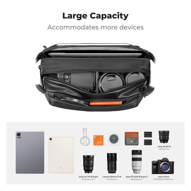 Detalle 2 de K&F CONCEPT 2-in-1 sling bag 2L capacity for cameras