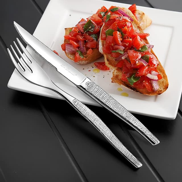 Detalle 2 de Lou Laguiole Jet Textil 6 Cuchillos para Carne 🍖