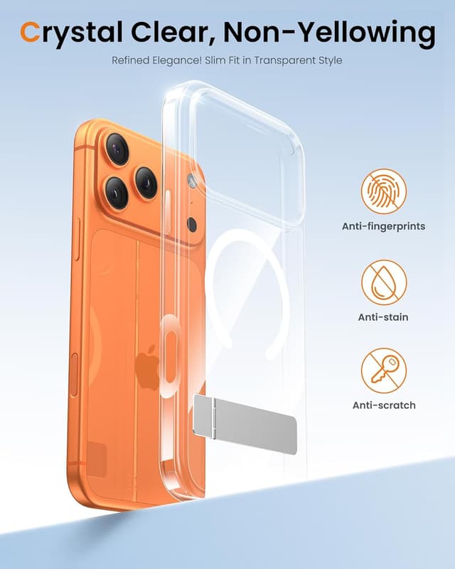 Thumbnail 6 de BXYJY iPhone 17 Pro Max Magnetic Case (Clear) with Built-In Stand & MagSafe Charging Compatibility