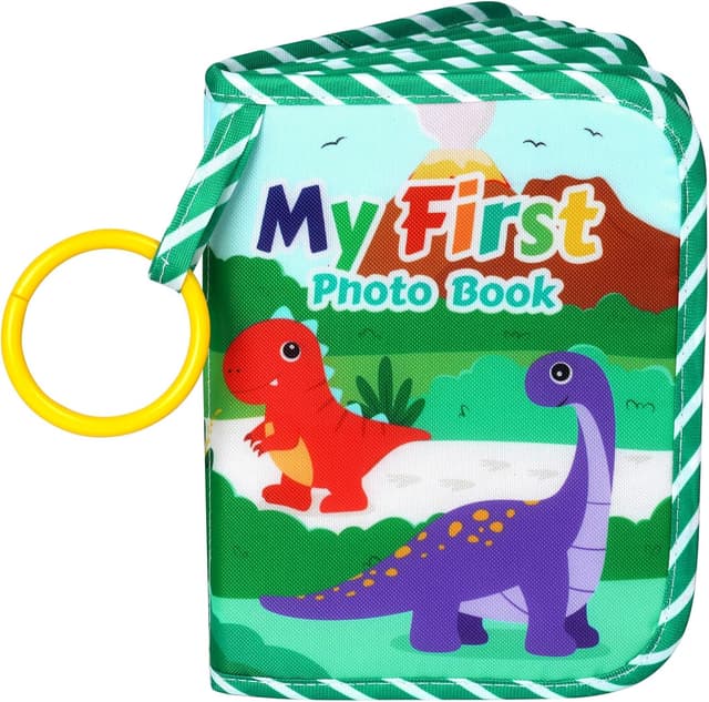 Detalle de Aolso Baby Photo Album con copertina a tema dinosauri (tessuto morbido), fino a 17 foto