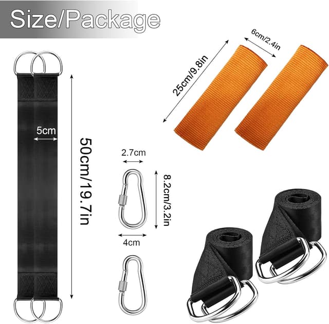 Detalle de MINVOO Correas de Hamacas 5 x 50 cm 450KG