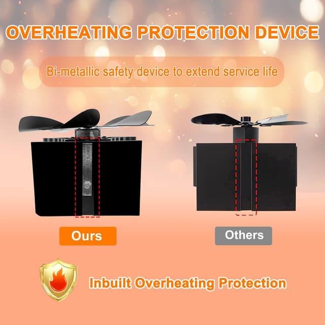 Thumbnail 5 de Tomersun Log Burner Stove Fan 6 Blades with Thermometer Woodburning Heat Powered Fire Fans for Fireplace/Wood Burning Stove/Log Burner
Tomersun Log Burner Stove Fan 6 Blades with Thermo…