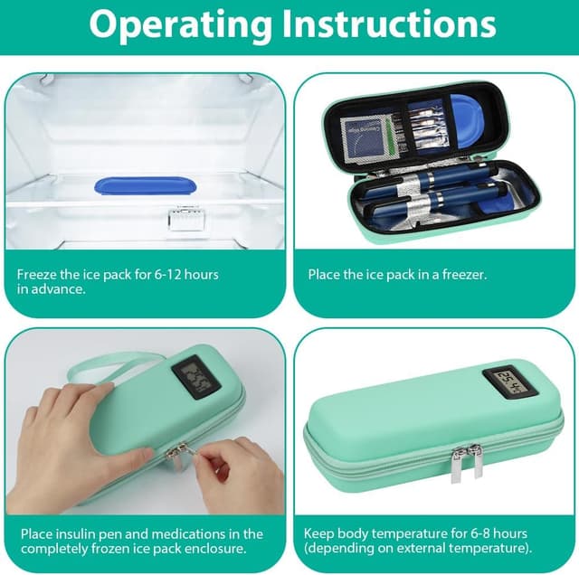 Detalle de Fefod sac isotherme pour diabétique avec affichage de température et 2 blocs de glace