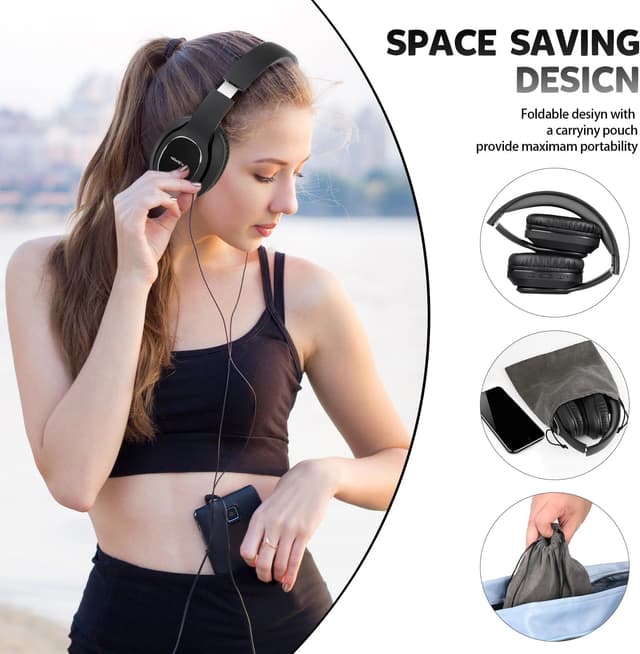 Detalle de WorWoder wireless headphones 80hrs comfort