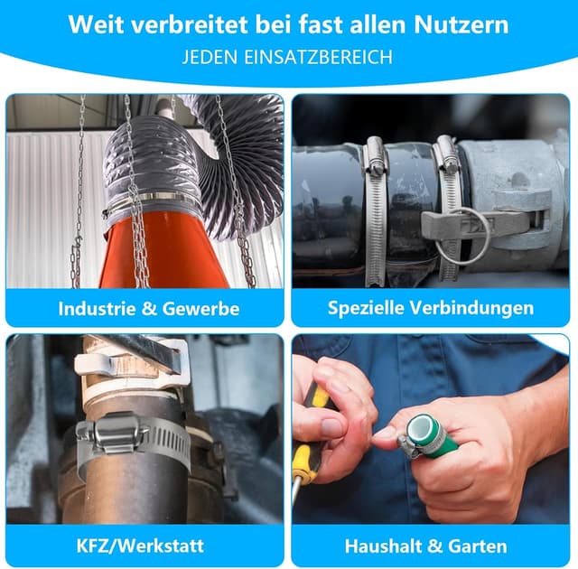 Thumbnail 6 de MUZHUPGUZ 12er Schlauchschellen Set aus 304-Edelstahl, einstellbar 16–27 mm