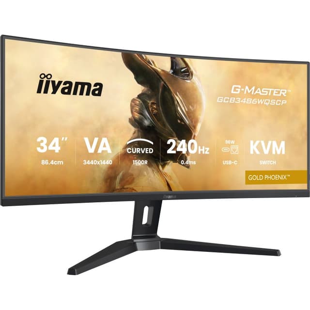 Detalle de Iiyama G-MASTER GCB3486WQSCP-B1 de 34" UltraWide QHD curvo (240Hz, HDR400, FreeSync Premium) con USB-C