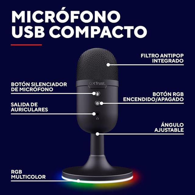 Detalle 2 de GXTrust 236 Yami Micrófono USB cardioide para streaming