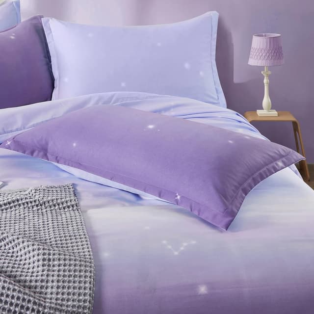 Detalle de DJY Purple Bedding Set Lavender Gradient Duvet Cover & Rainbow Quilt Cover for Kids, Teens & Adults (Single 135x200cm)