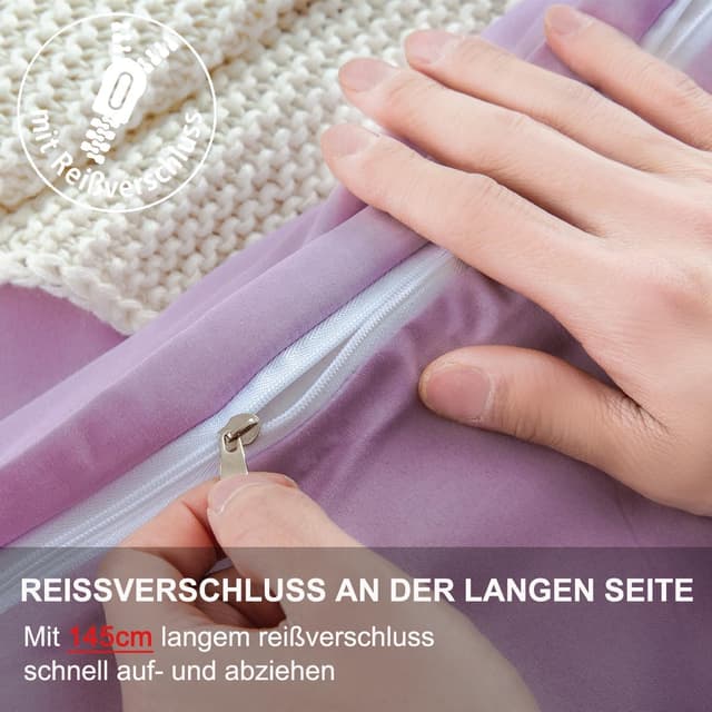 Detalle de Beqnat Seitenschläferkissen-Bezug im 2er-Set 40x145 cm (Lavendel) mit Reißverschluss