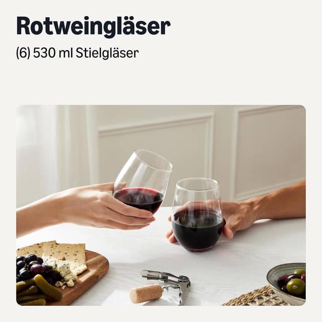 Thumbnail 1 de Amazon Basics Stiellose RotweinglĂ€ser 532,2 ml đ·