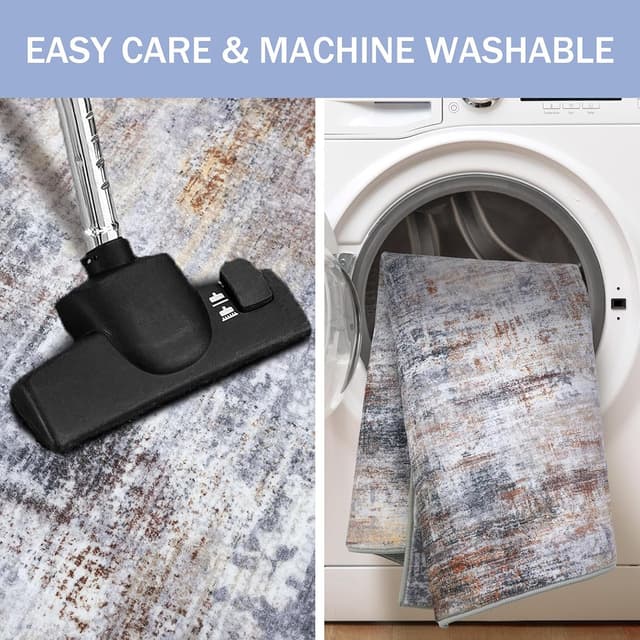 Detalle de IOHOUZE Abstract Round Area Rug (6 ft x 6 ft) Washable Round Carpet with Non-Slip Backing