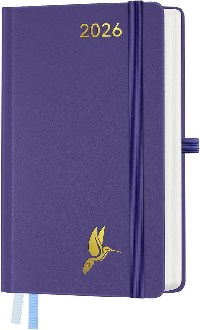 Detalle de FEKSINO Agenda 2026 giornaliera A6 18 x 9,8 cm in pelle PU lila