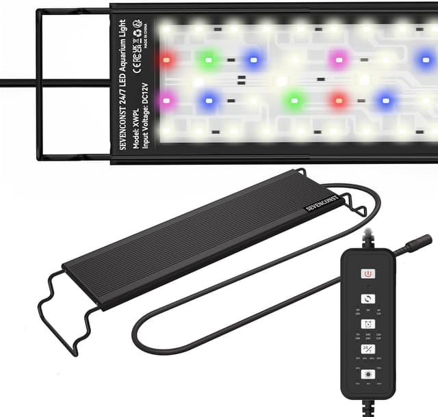 Detalle de SEVENCONST 24/7 Mode LED Aquarium Light for 18–24 Inch Tanks (IP68, full spectrum sunrise–moonlight)