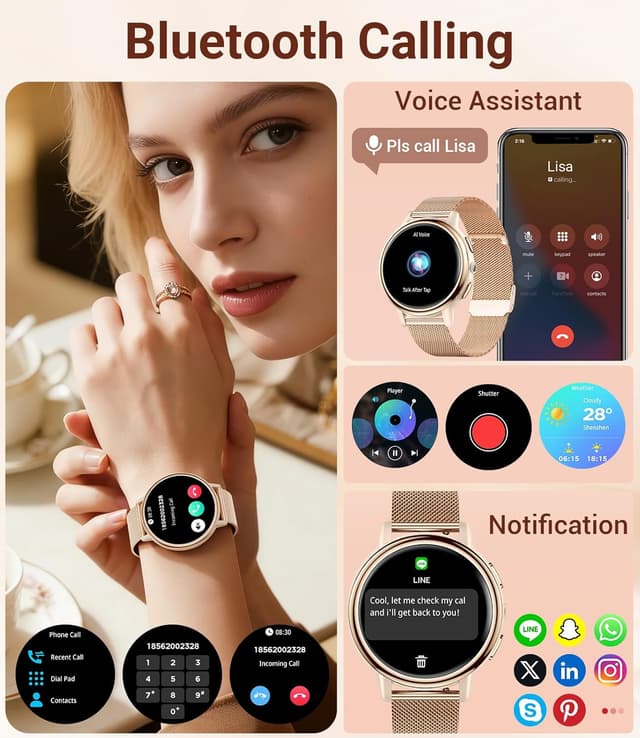 Detalle 2 de SUNKTA Smartwatch for Women 1.26-inch