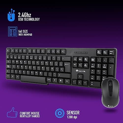 Detalle 2 de NGS Euphoria kit inalámbrico 2.4 GHz QWERTY español (ratón + teclado) negro