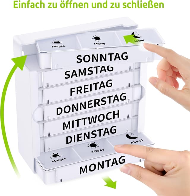 Detalle 2 de Tablettenbox für 7 Tage mit 3 Fächern