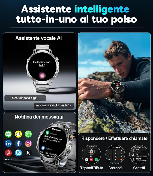 Detalle 2 de LIGE Smartwatch Uomo 1.85'' HD