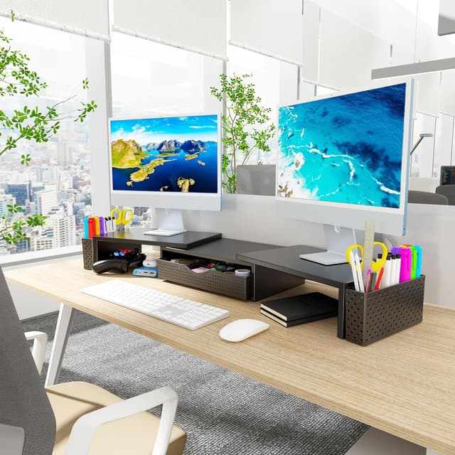 Thumbnail 6 de Spacrea Dual Monitor Stand Riser with Drawer 🖥