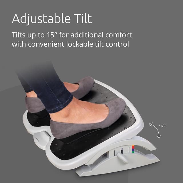 Detalle de Kensington SoleMate Plus (56146) repose-pieds ergonomique SmartFit à 6 niveaux, inclinaison réglable et base antidérapante, gris