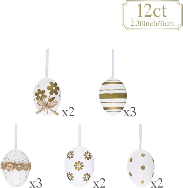 Thumbnail 5 de Valery Madelyn 12er Ostereier Weiß-Gold 🥚
