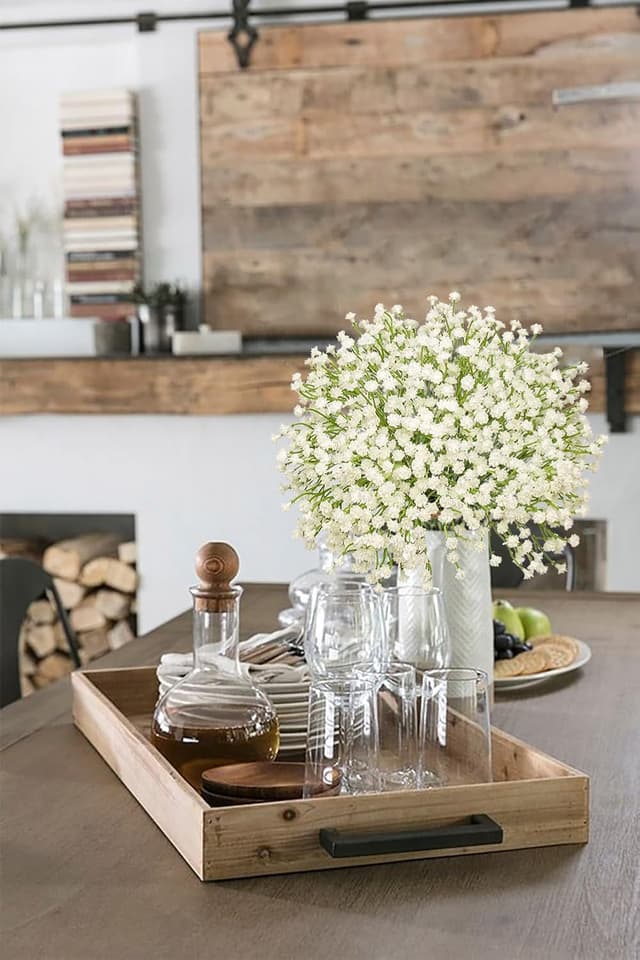 Detalle de Briful 10er Set Schleierkraut (Gypsophila) als künstliche Blumen, 10 flexible Kunstzweige für Deko & Sträuße