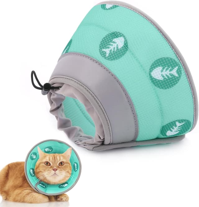 Detalle de Supet Cat Cone Collar Soft EPE Adjustable Recovery Collar (Green, S)