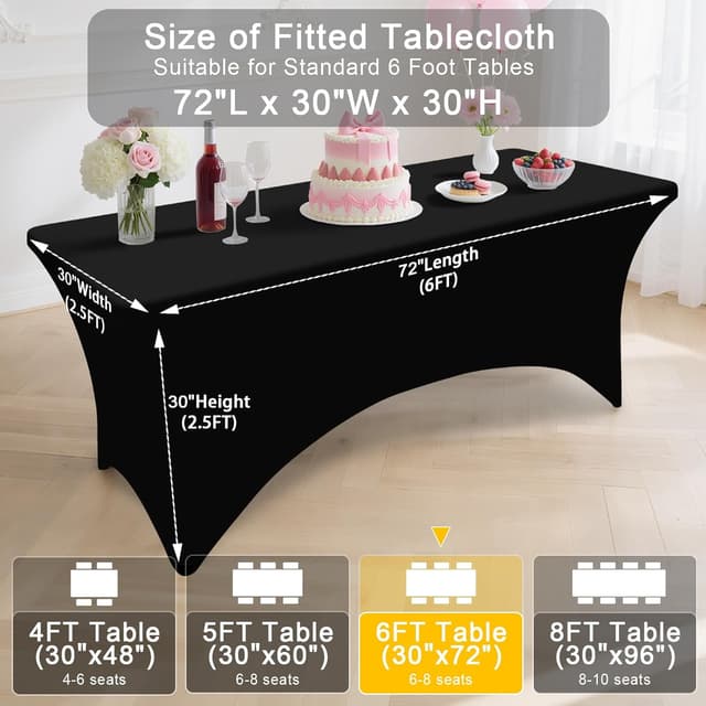 Thumbnail 6 de Smiry 2 Pack Spandex Table Cloth 72in