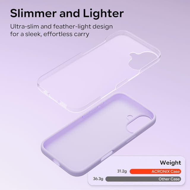 Detalle de ACRONIX Compatible iPhone 17 Case 6.3" Slim Liquid Silicone Cover (Purple)