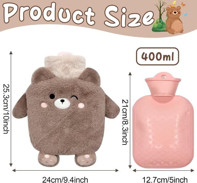 Detalle 2 de YeahBoom Kinder-Wärmflasche Bär mit Handwärmerbezug – weich, abnehmbar & waschbar