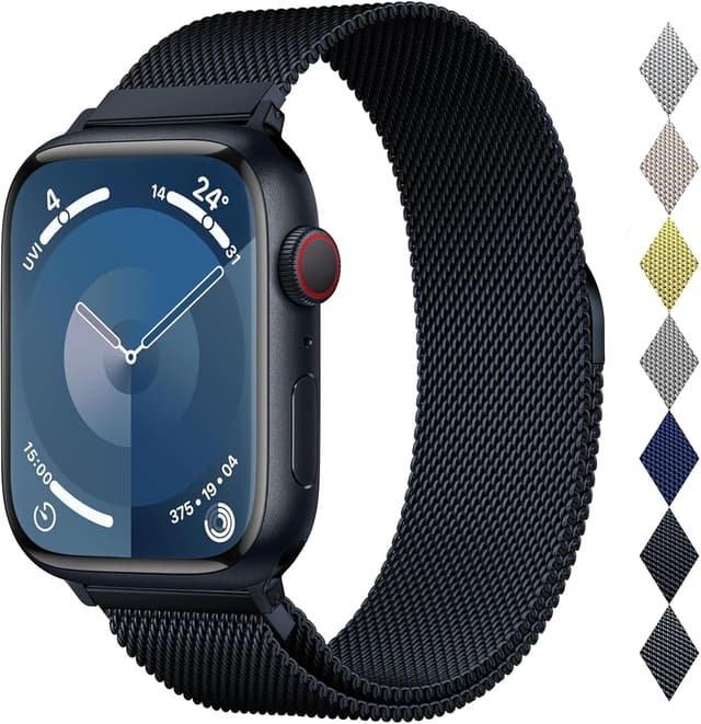 Detalle de Stainless Steel Milanese Loop Magnetic Clasp Apple Watch Band (46mm/44mm/45mm/49mm) — Men & Women